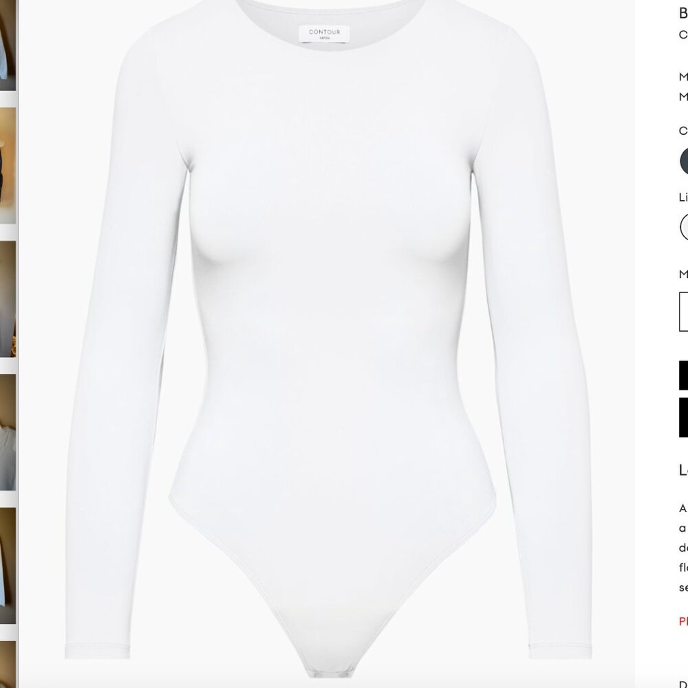 Aritzia White Long-Sleeve Crew Neck Bodysuit
